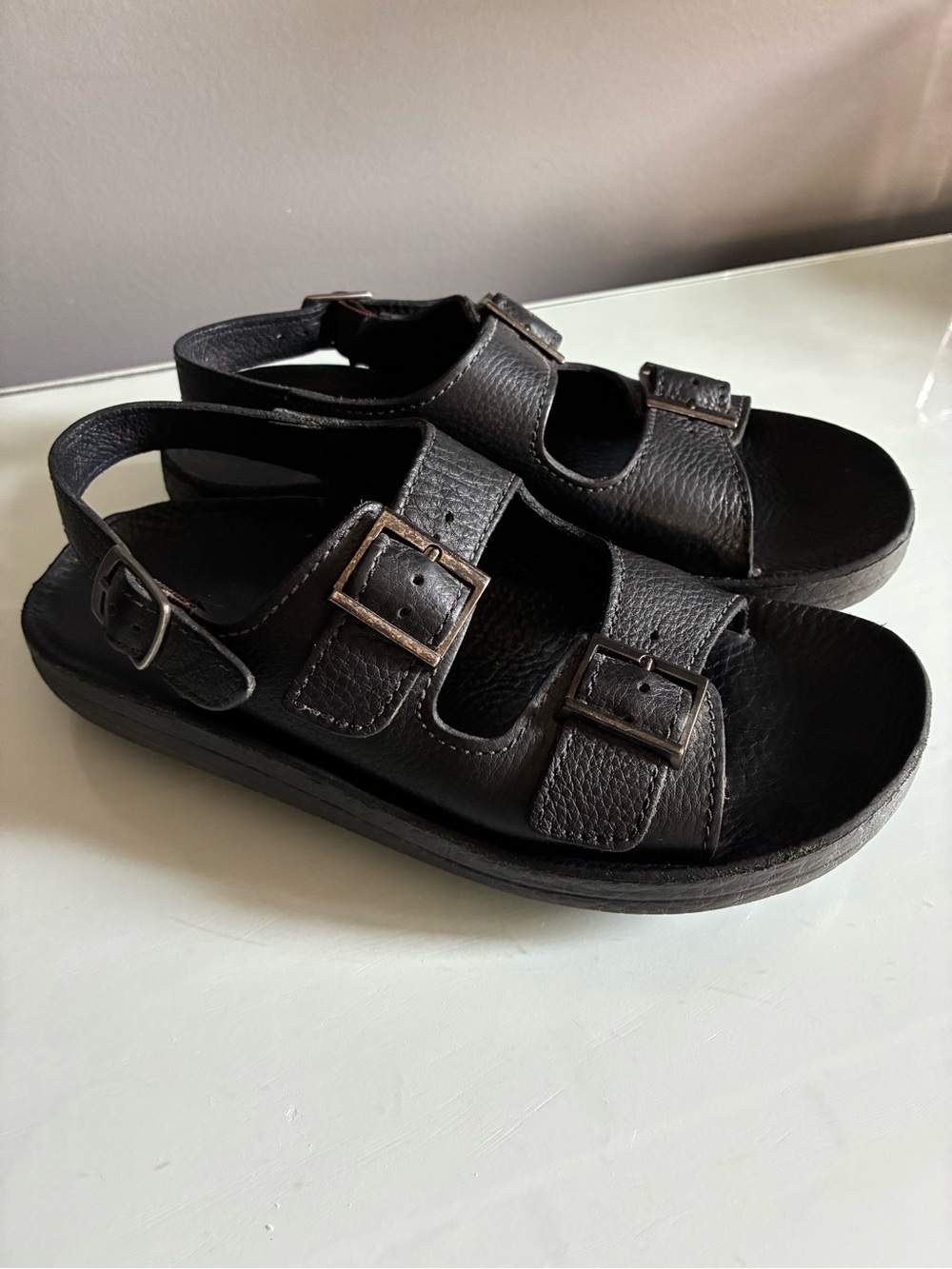 Walk The Walk Black Leather Made In The USA Ortho Sandals